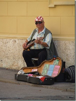 Zagreb - Playing music beside Lotrscak Tower